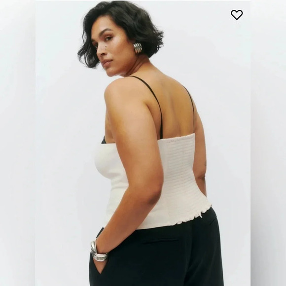 Reformation Melanie Top in Ivory Smocked Back Spaghetti Strap Coquette Sexy - Picture 6 of 11